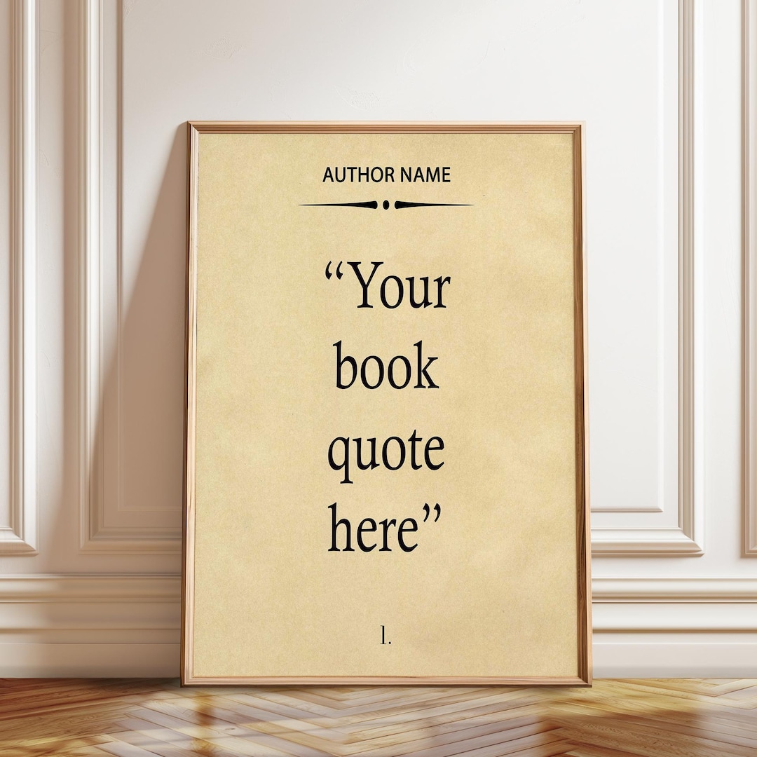 Custom Book Quote Art Print: [author's Name] Wisdom - Framed or Canvas ...