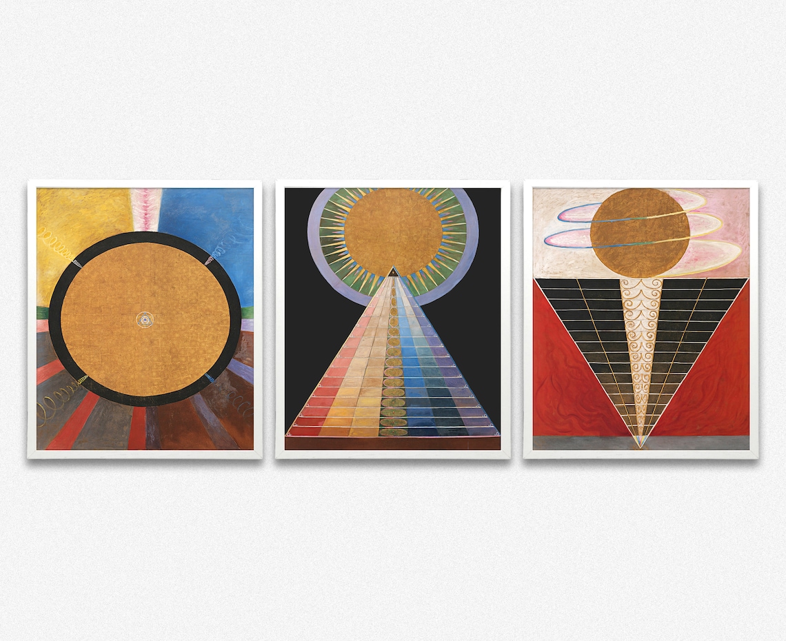 Hilma Af Klint Prints Set of 3 Abstract Geometric Prints Etsy