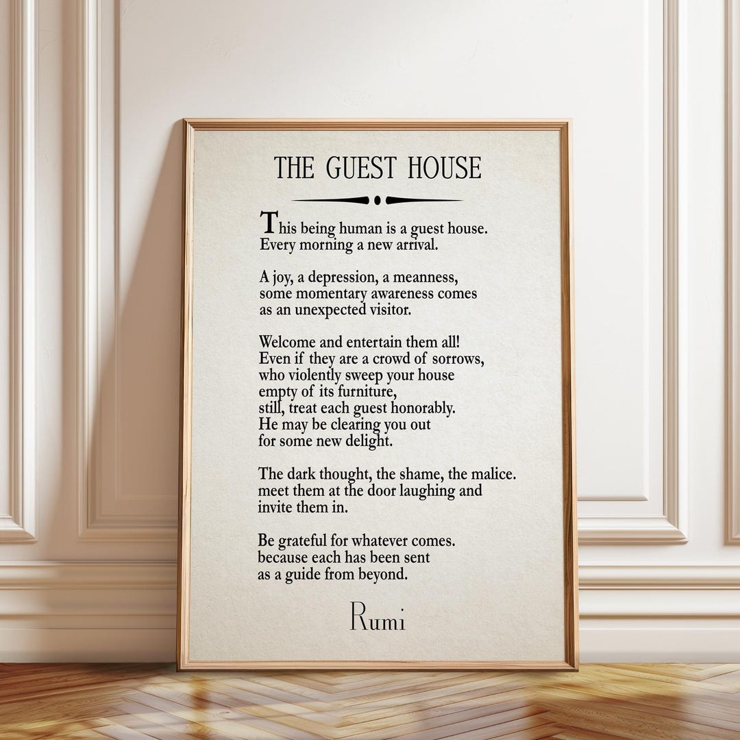 Rumi Quote Print: the Guest House Poem - Inspiring Wall Art - Etsy