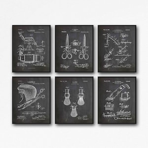 Barber Shop Decor Barber Prints Barber Wall Art Barber Sign Barber Art Set of 6 Barber Patent - Poster, Print - WB398-WB405