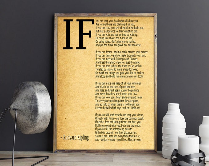 IF Poem Art Print IF Poem by Rudyard Kipling Art Print IF Poster If Poem Poster If Poem Print If Poem Wall Art If you can If by Kipling Poem