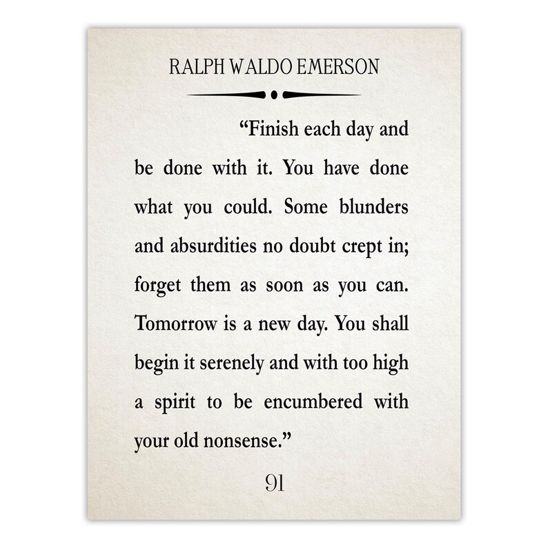 Ralph Waldo Emerson Quote Print: Inspiring Recovery Wall Art Ivory