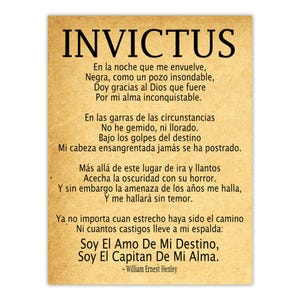 Invictus Poem Spanish Poster: William Ernest Henley Poetry Print - Etsy
