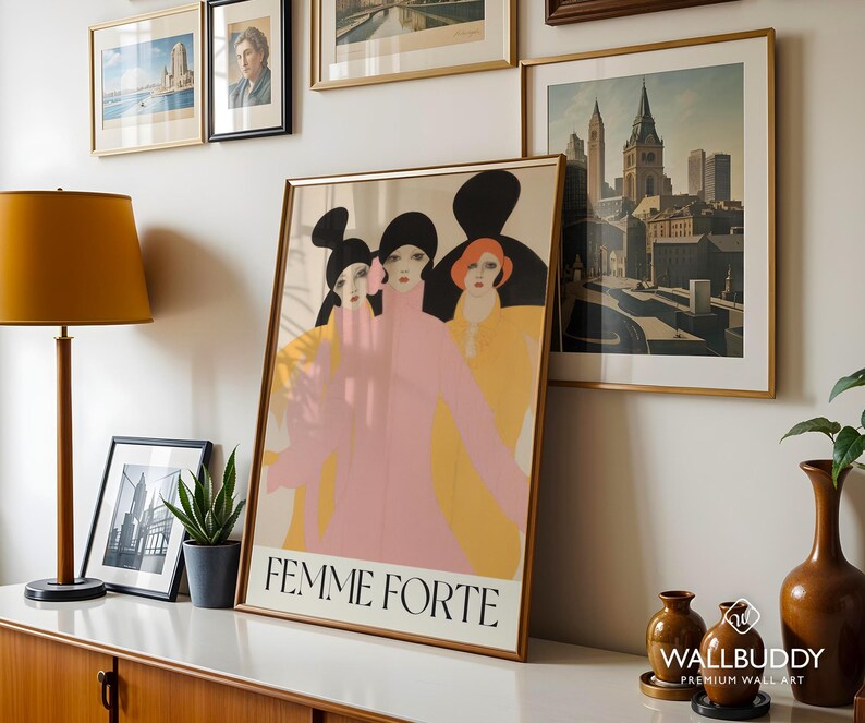 Art Deco-tryck med starka kvinnor: Modeillustration, stärkande väggkonst bild 5