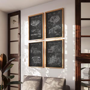 Excavator Patent Print Set: Vintage Construction Art, Gift for Mechanics