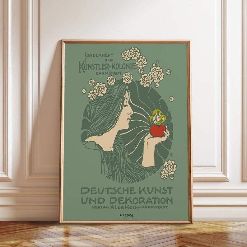 Poster Vintage 1904 Darmstadt – Affiche 50x70cm Kunstker Kolonie