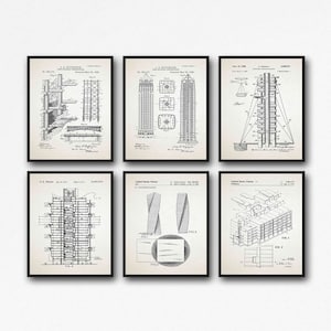 Building Design Blueprints Set mit 6 Architekturzeichnungen - WB592-WB597 - 6F