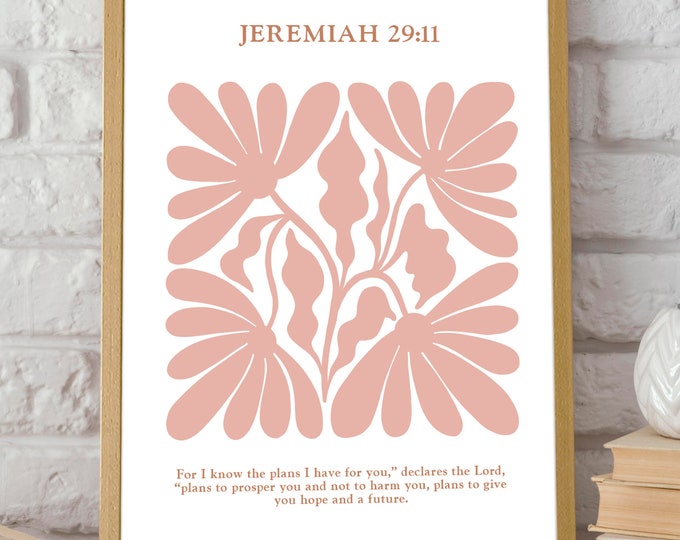 Jeremiah 29:11 Spiritual Wall Art - Plans for You Bible Verse Decor - Inspirational Room Decor & Faith Gift Art - Prayer Room Wall Decor