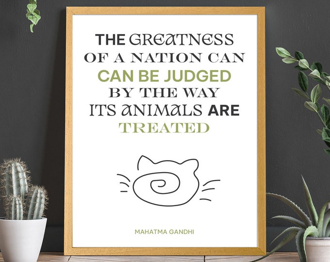 Inspirational Quote Wall Decor - "The greatness of a nation" Gandhi Quote Art, Modern Decor & Inspirational Gift Art Wall Poster