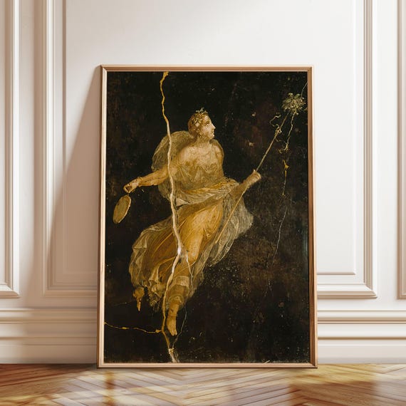 Dancing Maenad Art Print: Ancient Roman Fresco, Bacchic Mythology