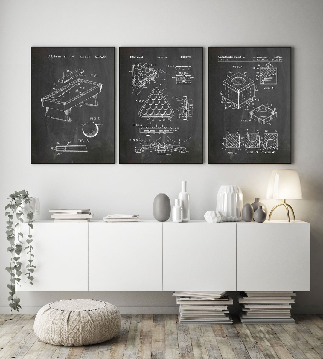 Billiards Invention Posters Set of 3 Billiards Prints Etsy