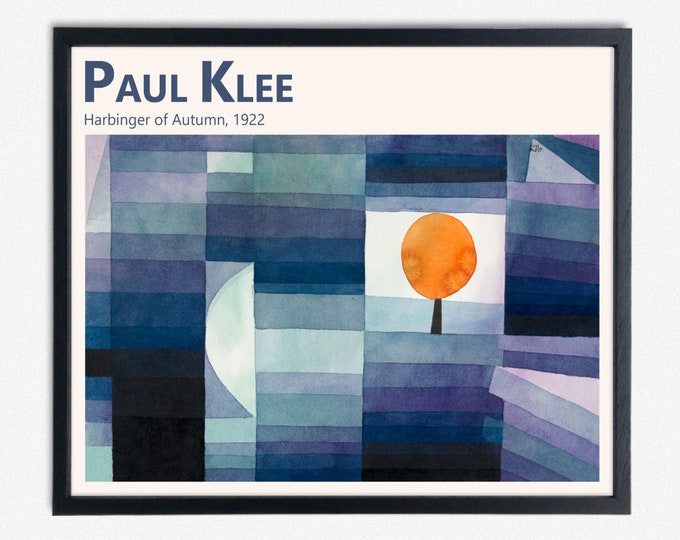 Harbinger of Autumn" Blue Modern Abstract Art Print by Paul Klee - Contemporary Wall Decor for Home and Office Decor Colorful Wall decor