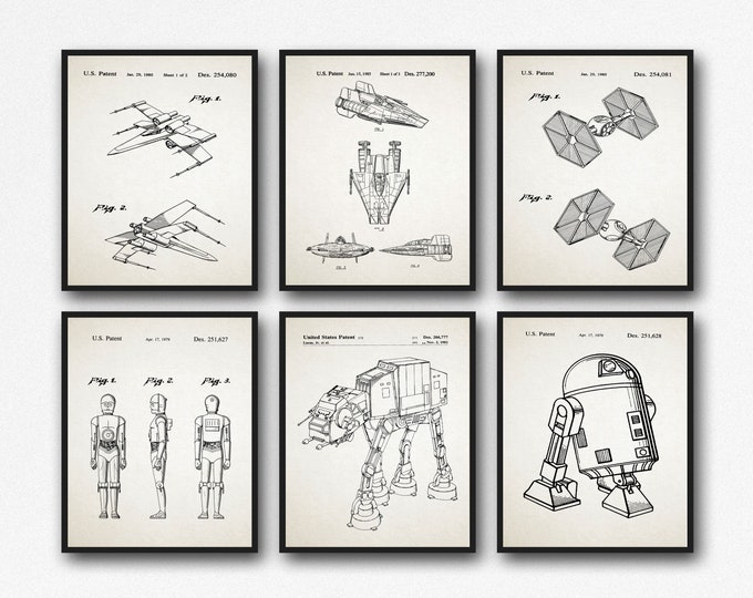 Science Fiction Film Posters Space Ship Posters Robots Patent Prints Set of 6 WB121