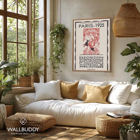 Paris 1925 Art Deco Exhibition Poster: Framed or Canvas