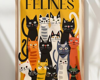 マティス風猫のアートプリント：カラフルな猫のイラスト - Etsy 日本