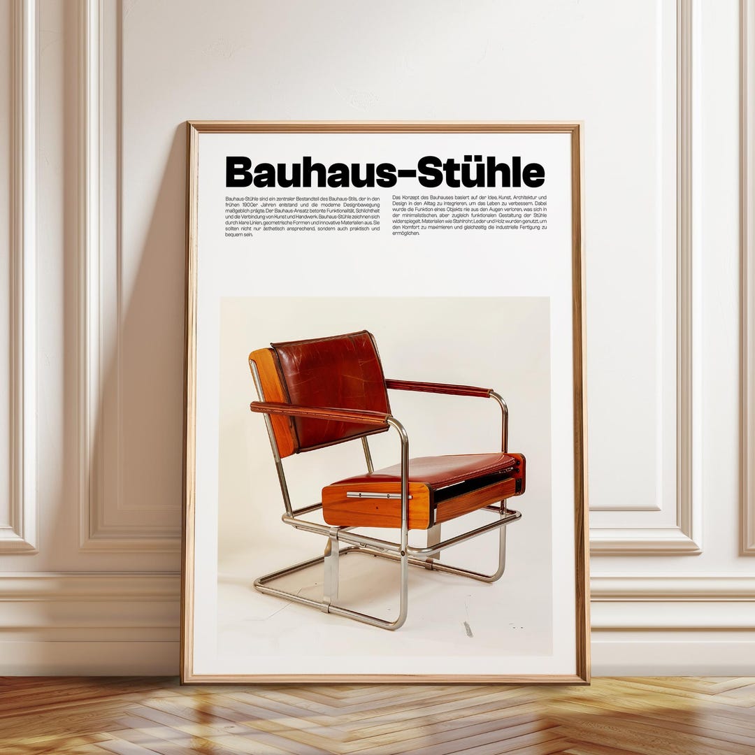 Bauhaus Chair Print: Mid-century Modern Furniture Art (poster or