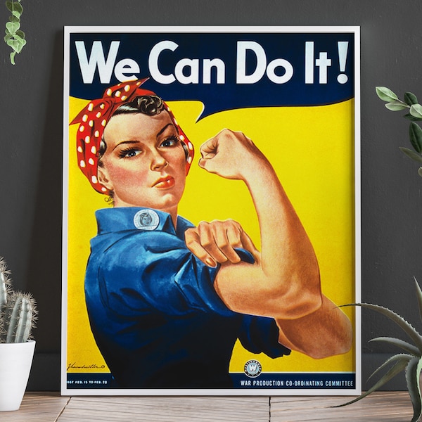 Affiche féministe Affiche de la Seconde Guerre mondiale Rosie The Riveter Girl Power Affiche Affiche d’art mural féministe pour affiche de chambre de fille Art mural féministe