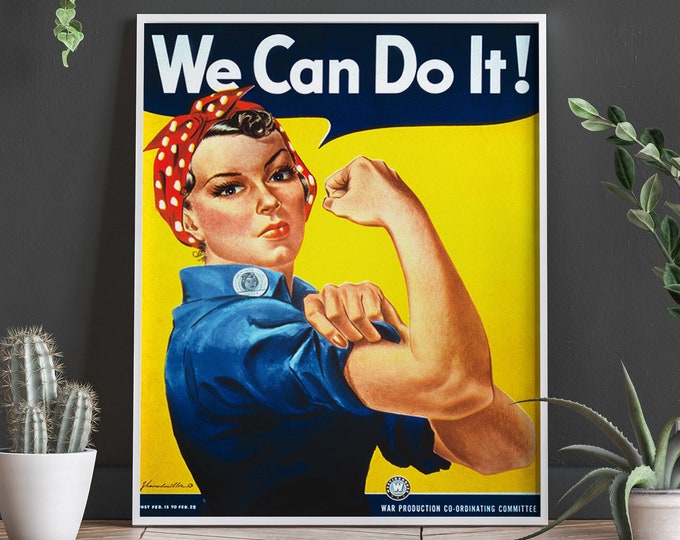 Feminist Poster WWII Poster Rosie The Riveter Girl Power Poster Feminist Wall Art Poster for Girl's Room Poster Feminist Wall Art