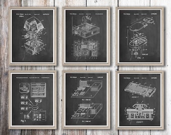 Set di stampe artistiche sui brevetti informatici: decorazione da parete informatica, codifica informatica
