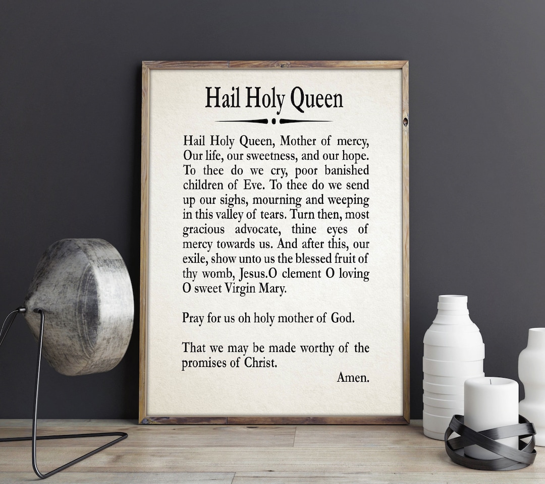 Hail Holy Queen Prayer Print Catholic Decor Prayer Gift - Etsy