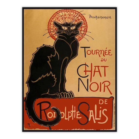 Le Chat Noir ポスター – Théophile Steinlen アールヌーボー黒猫