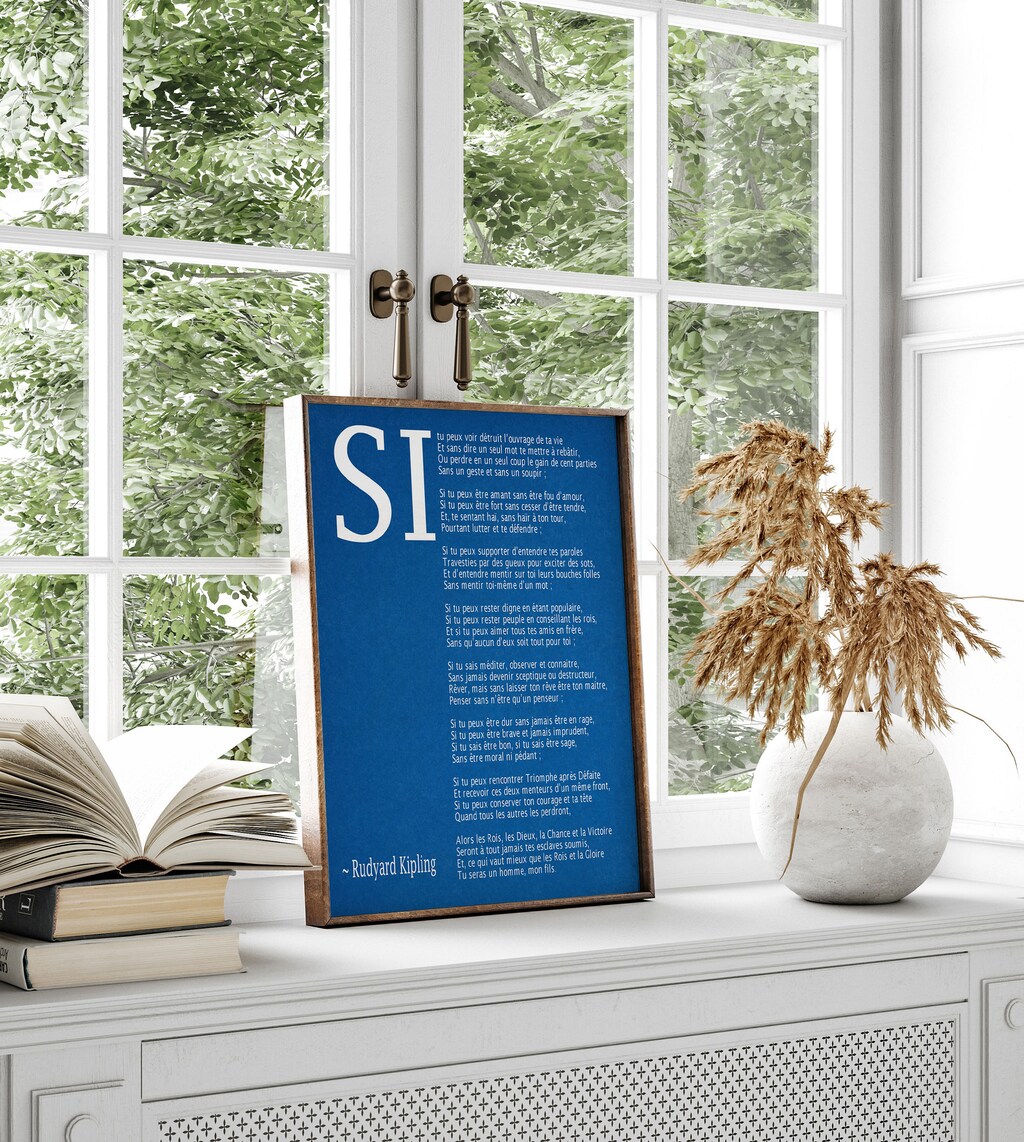 Stampa Murale 'Si Par' Di Rudyard Kipling In Francese – Poster Poesia Vintage 46x61 Cm, Stampa Giclée Di Qualità