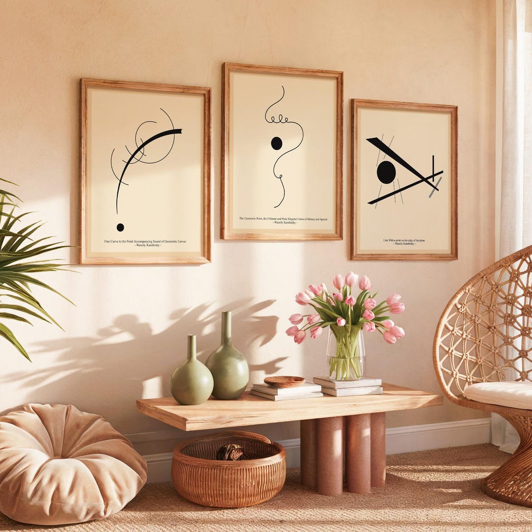 ワシリー・カンディンスキー作 バウハウス線画 線画プリント 3枚