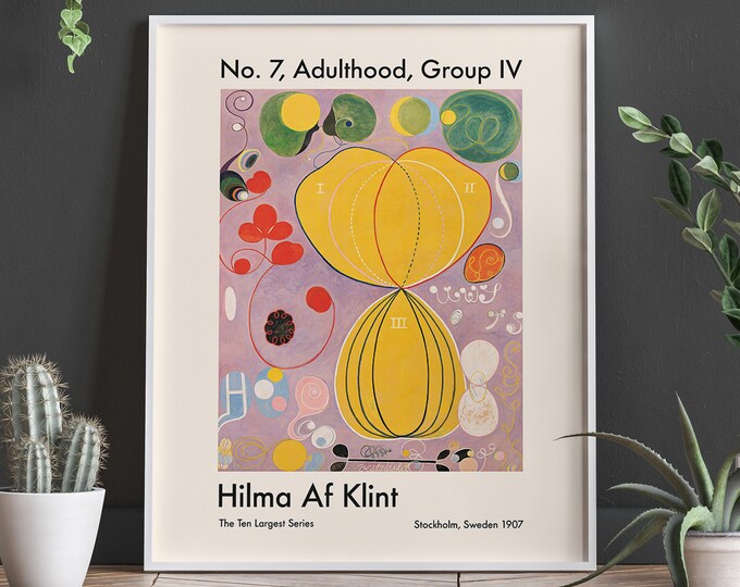 Yellow Abstract Artwork No. 7, Adulthood, Group IV by Hilma Af Klint for Contemporary Wall Decor Tellow Art Work to enhance you Home Decor