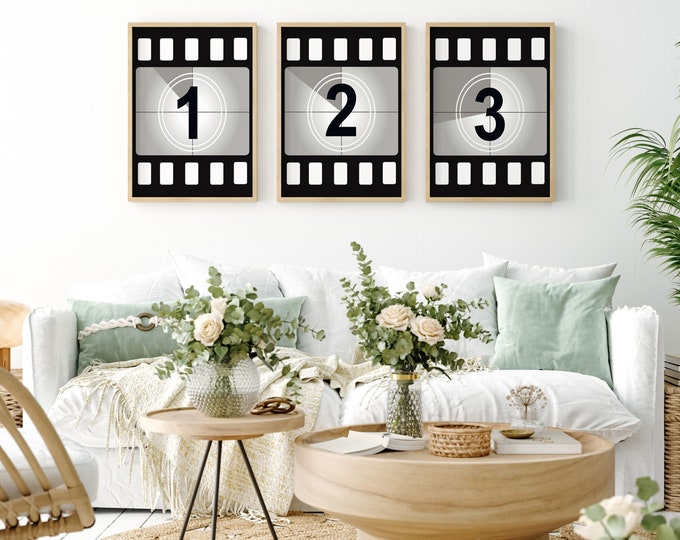 Movie Room Decor Set of 3 Countdown Prints for Home Movie Night