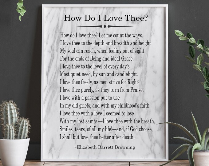 Gift For Husband Gift For Boyfriend  Gift Love Poem 'How Do I Love Thee?' by Elizabeth Barrett Browning