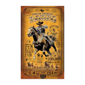 Rustic Cowboy Rodeo Art Print: Vintage Western Wall Decor