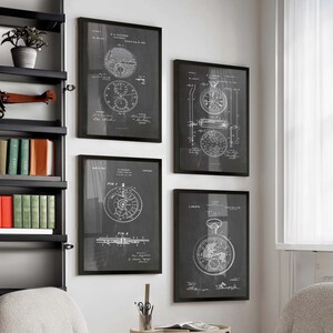 Timeless Elegance: Set of 4 Watch Inventions Patent Posters - Ideal Man Cave Decor and Watch Enthusiast Gift - WB736-739