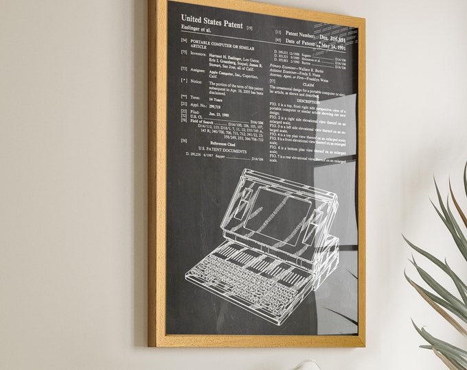 Revolutionize Your Space with Apple Computer Patent Poster - Invention of Apple Laptop Print - Ideal Mac Gift - Unique Wall Art Print -WB003