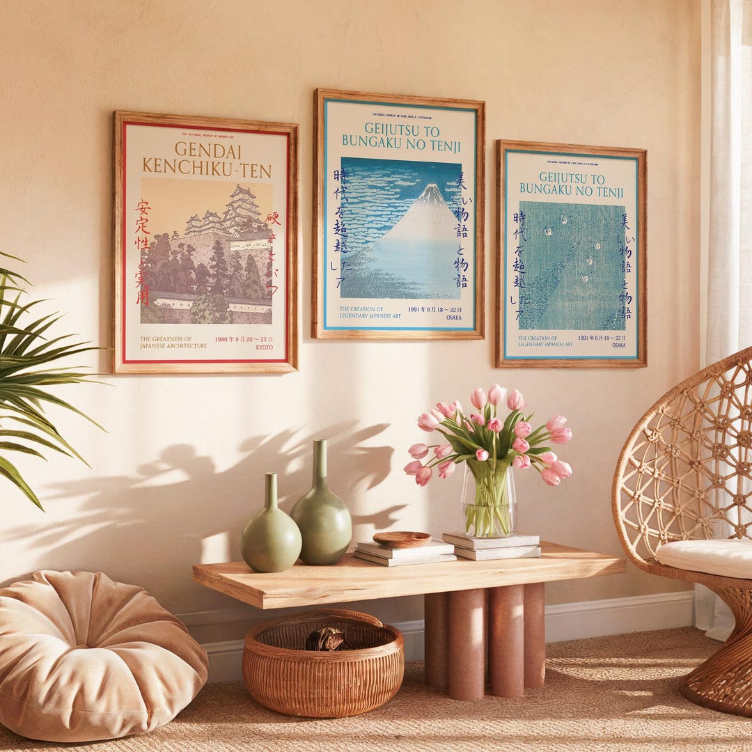 Japanese Art Exhibition Posters - Set of 3 - Retro Japan Decor - Etsy