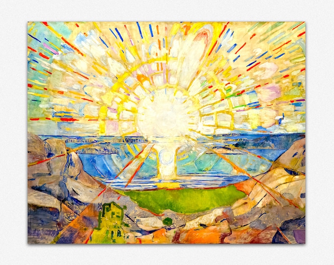 The Sun Painting by Edvard Munch Sun Wall Art Bright Posters Hopeful Decor Coastal Art Radiant Sun: Edvard Munch Painting Poster
