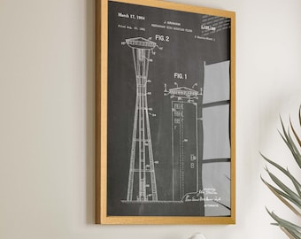 Elevate Your Decor: 1964 Rotating Restaurant Patent Prints - Iconic Space Needle Wall Art for Home and Office Rooms - WB711
