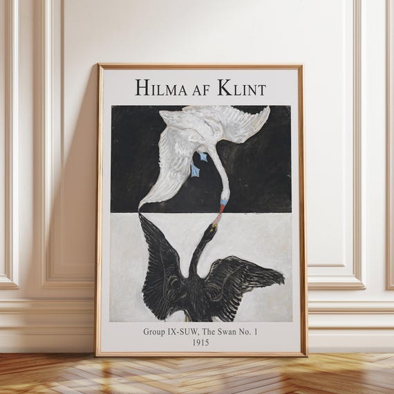 Hilma af Klint Swan Poster: Black and White Spiritual Art