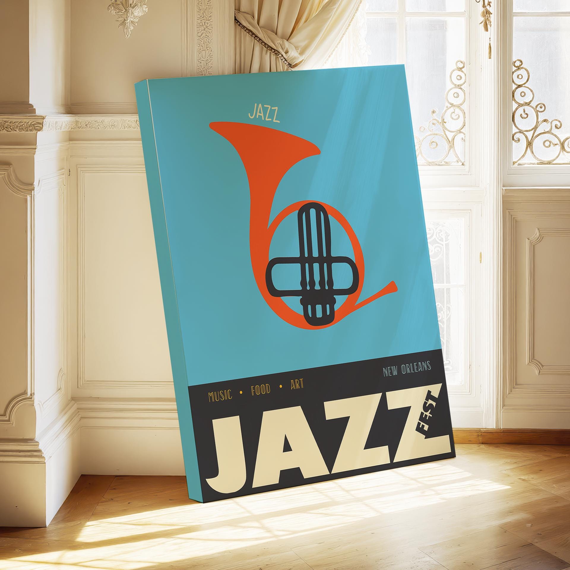 Vibrant Jazz Festival Poster: Mid-century Modern Music Room Art - Etsy