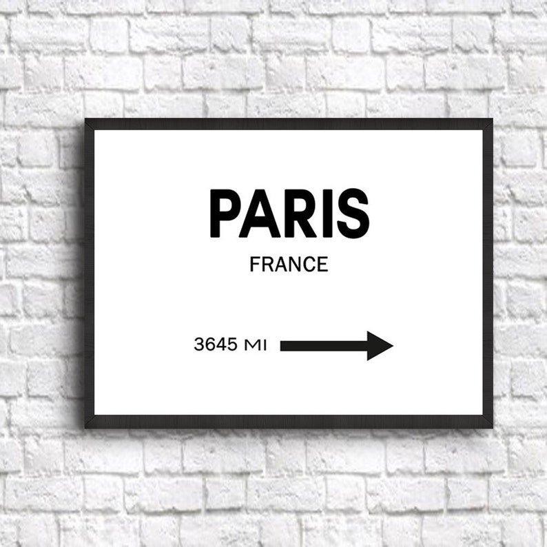 Paris City Sign Paris Print Wall Art Eiffel Tower Sign Paris Etsy