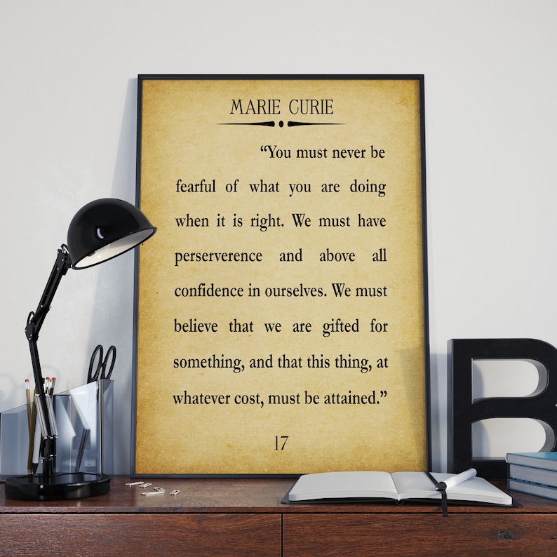 Marie Curie Quote Scientific Girl Quote Science Poster