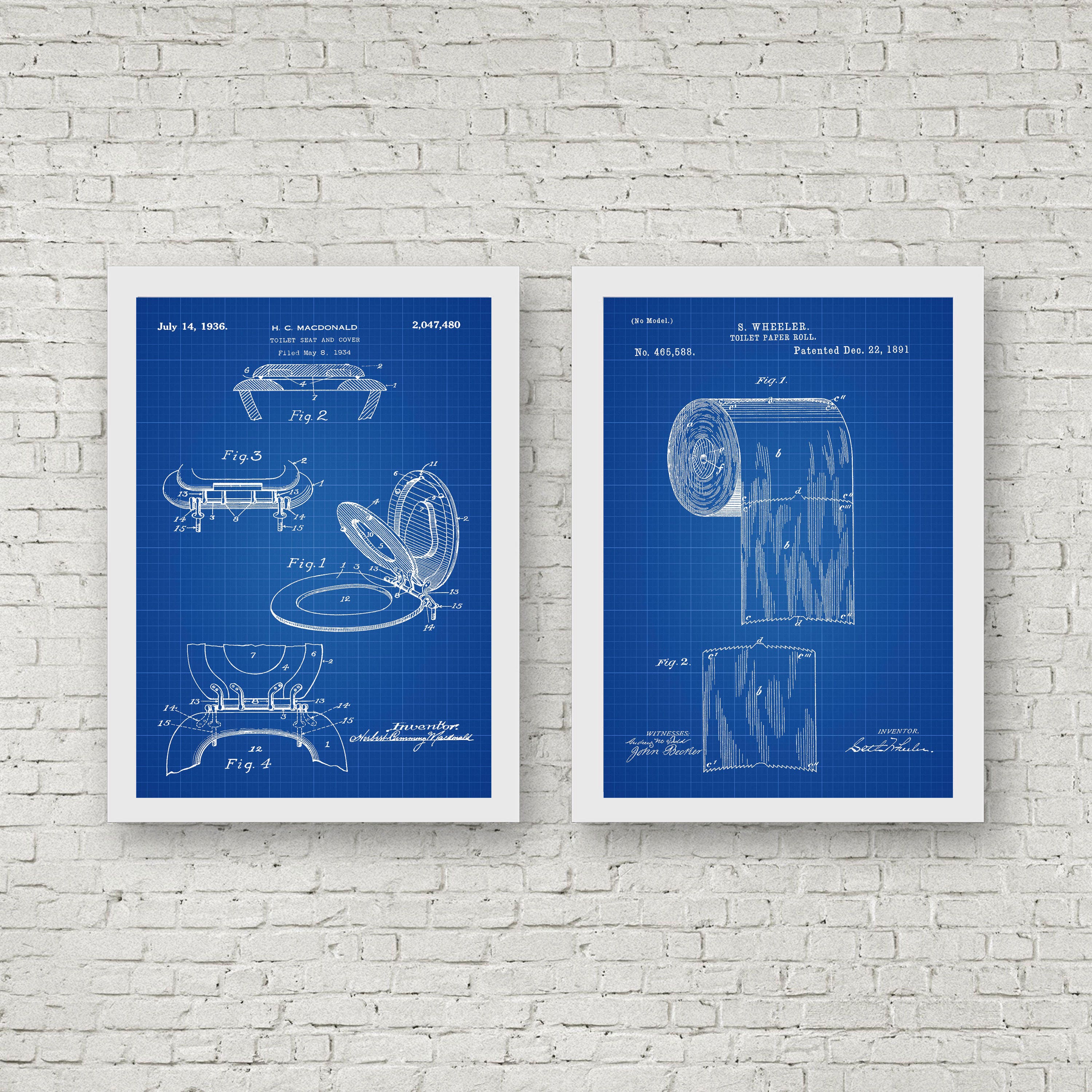 Bathroom Posters Set of 2 Bathroom Prints Bathroom Decor Bathroom Art