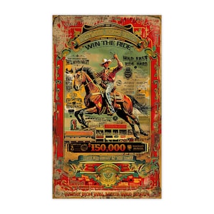 Retro Cowboy Wall Art - Westwood Ranch Rodeo Poster - Wild West Equestrian Heritage Art Print -  Antique Style Western Cowboy Art