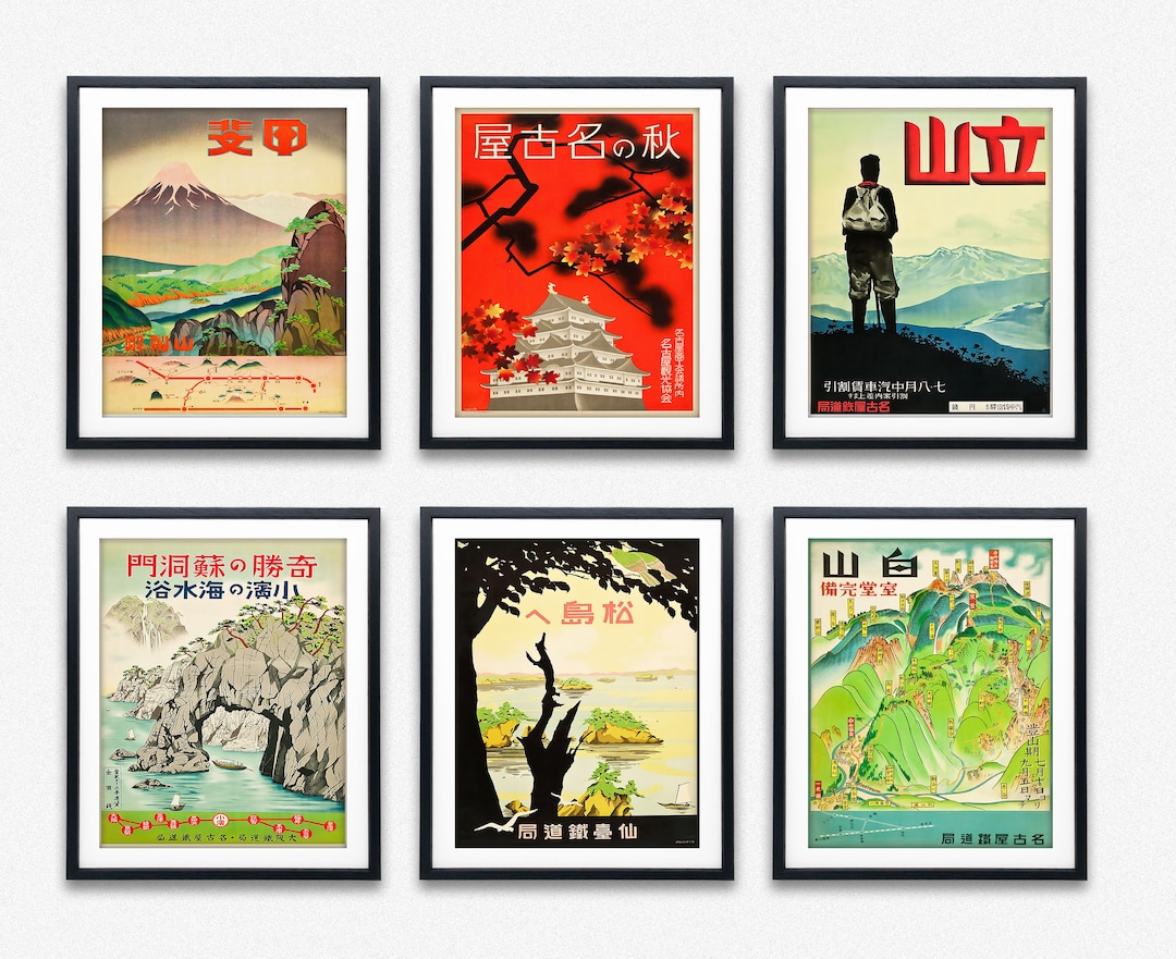 Set of 6 Japanese Posters From 1930s Japan Poster Japan Wall Art Japan