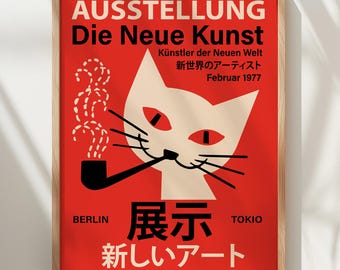 Entdecke die Fusion: Die neue Kunst Berlin Tokio - Deutsches Japanisches Ausstellungsplakat - Plakatives Design - Gerahmt und Leinwand