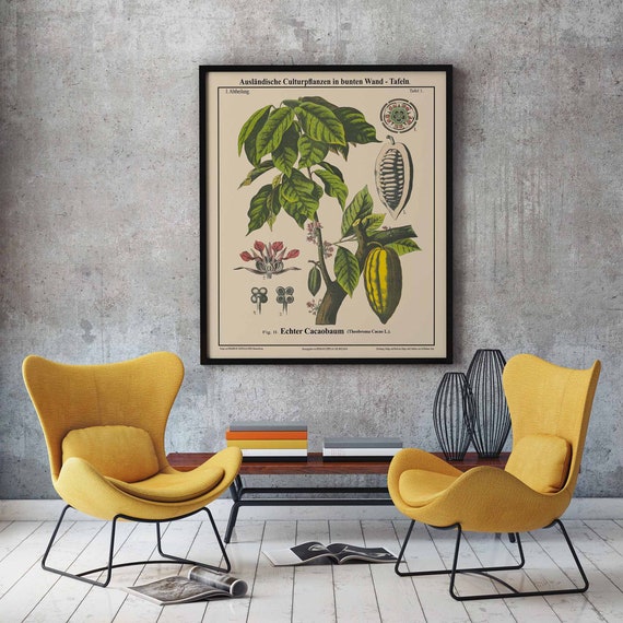 Cacao Tree Botanical Wall Art Cacao Tree Chocolate Poster | Etsy