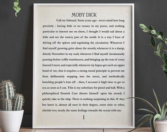 Moby Dick Poster Moby Dick Wandkunst Moby Dick von Herman Melville 1851 Great American Literature Zitat Literarisches Poster Literarisches Zitat