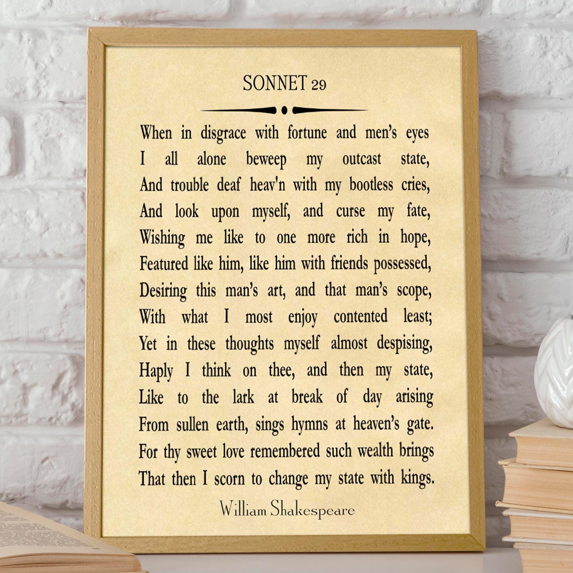 Sonnet 29 by William Shakespeare Poetry Wall Art Poetry