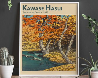 Autumn at Oirase 1933 by Kawase Hasui: Japanese Woodblock Print, Autumn Wall Art, Autumn Painting, Autumn Decor