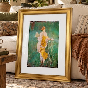 Flora of Stabiae Framed Print | Pompeii Fresco in Gold Frame with White Mat | Roman Spring Goddess Wall Art | Classical Decor