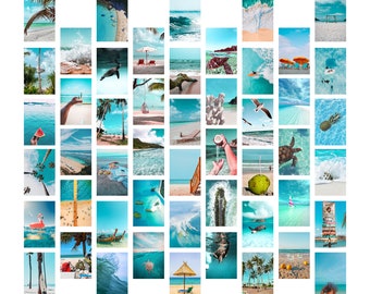 50 PCS Summer Beach Collage Print Kit Bedroom Decor Ocean Lover Gift Arts/Aesthetic Posters for Aesthetic Bedroom (4x6)